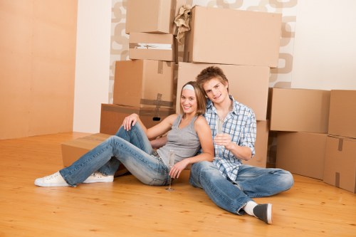 Local moving van transporting boxes and furniture in Isleworth