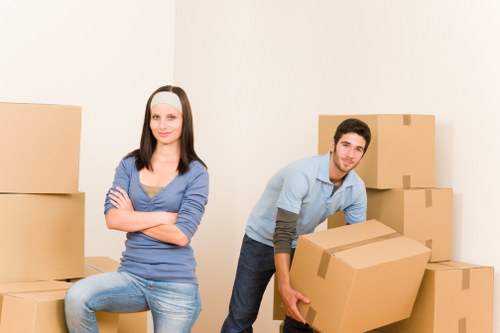 Boxes and furniture prepared for a local house removal in Isleworth