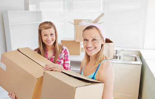 Professional movers loading items carefully into a van